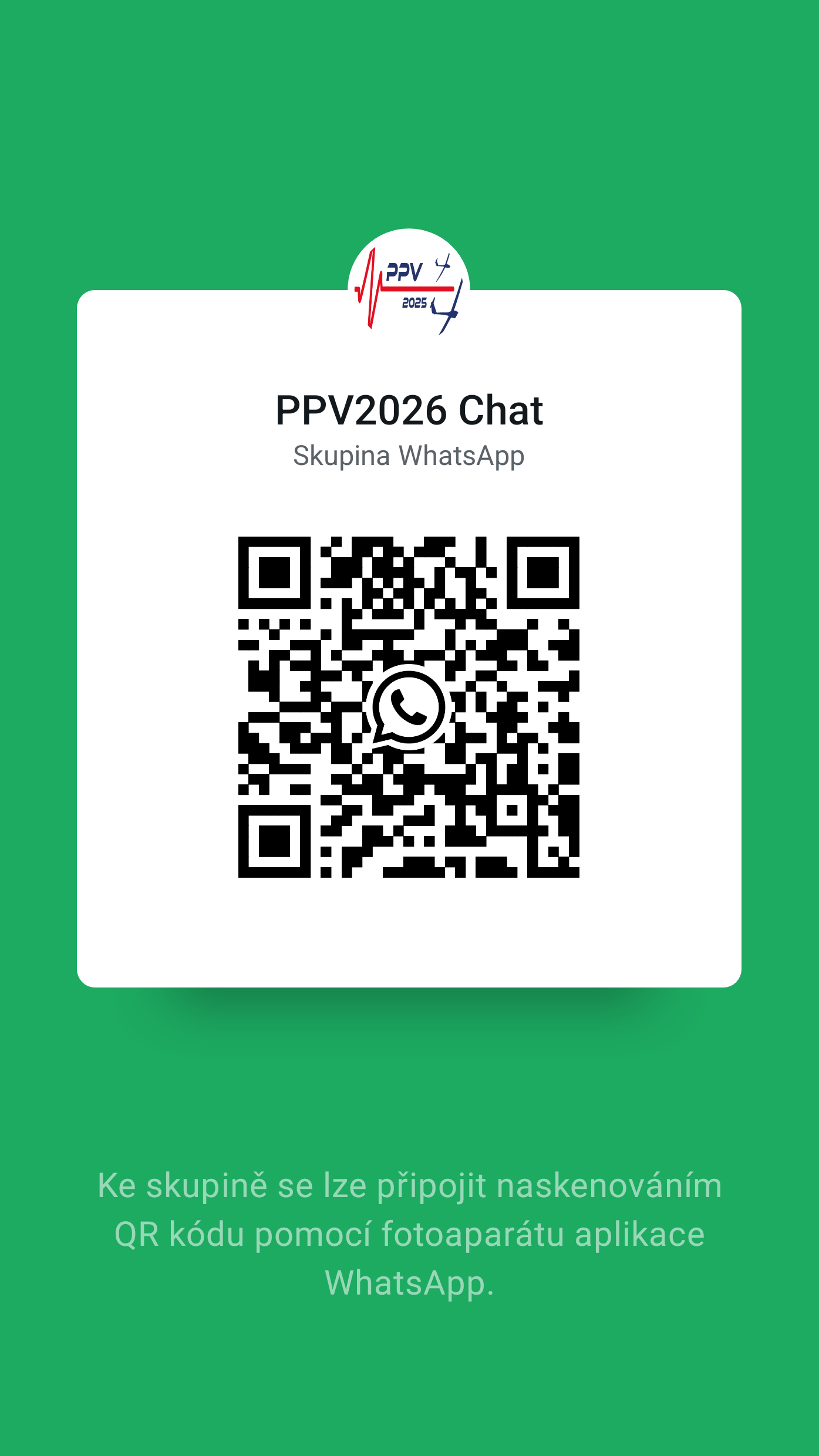 QR kód pro připojení do WhatsApp chatu PPVCUP 2026